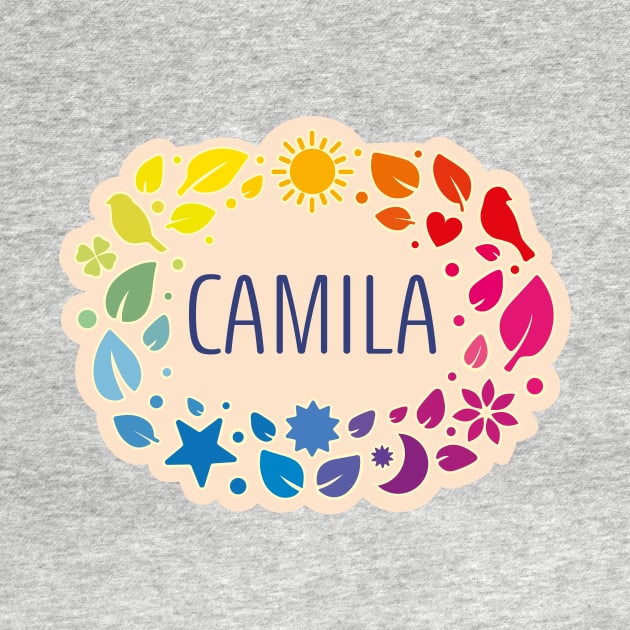 Camila name with colorful leaves by WildMeART